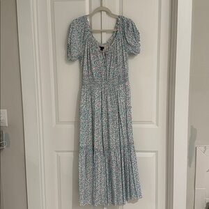 J. Crew Floral Dress with Pink and Teal Accents